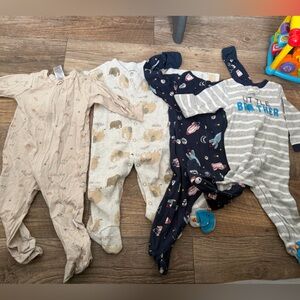 Gerber Baby Footies - Beige, Navy, Gray